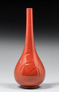 Rookwood Pottery Anna Marie Valentien Mahogany Carved Vase 1884