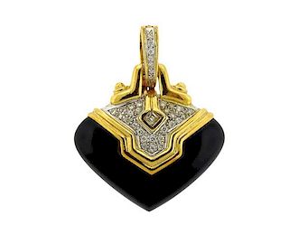 18k Gold Diamond Onyx Enhancer Pendant
