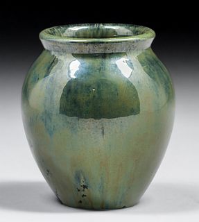 Fulper Pottery Green & Blue Lustre Flambe Vase c1910