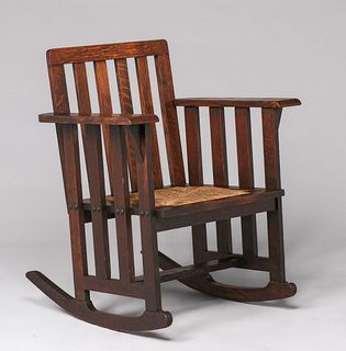 Early Stickley Brothers Slatted Rocker c1902