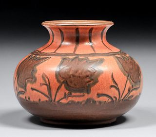 Rookwood Pottery Elizabeth Barrett Decorated Mat Stylized Floral Vase 1928