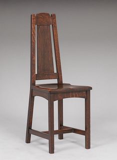 Limbert Oak Saddle Seat Side Chair c1910