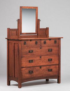 Stickley Brothers Five-Drawer Mirrored Dresser c1910