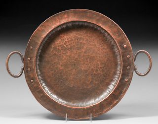 Benedict Studios Hammered Copper Two-Handled Serving Tray c1910