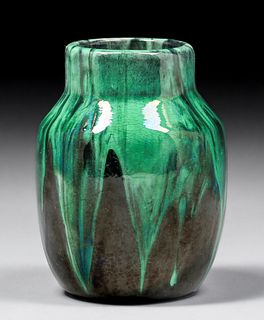 Peters & Reed - Zanesville, OH Green Drip Vase c1910s