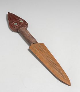 Northwest Coast Copper & Abalone Dagger c1900