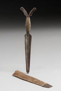 Antique Hand-Forged Iron Dagger & Sheath c1800s