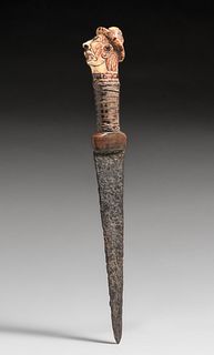 Antique Hand-Carved & Iron Knife c1800s