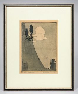 James Blanding Sloan (1886-1975) Etching “Genius - The Cliff Dwellers” c1930s
