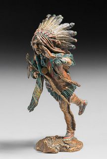Carl Kauba (American/Austrian 1865–1922) Native American Chief Bronze c1910
