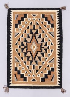 Small Navajo Two Grey Hills Rug c1960s