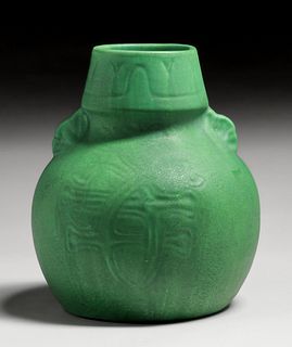 Owens Pottery #1157 Matte Green Vase c1910