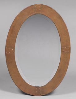 Arts & Crafts Hammered Copper Oval Mirror c1905
