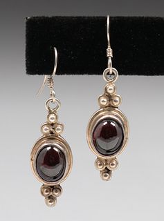 Arts & Crafts Sterling Silver & Garnet Earrings c1920s
