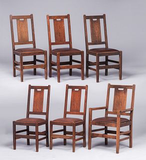 Gustav Stickley Set of 6 H-Back Chairs c1912-1915