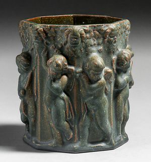 Atlantic Pottery - New Jersey Octagonal Figural Vase c1900