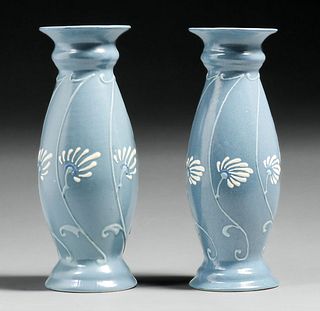 Roseville Aztec Pair of Vases c1910s