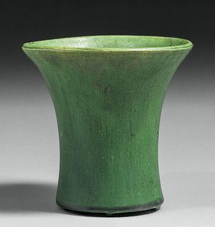 Cambridge Art Pottery Matte Green Flared Vase c1910