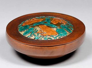 Gregor Panis - Falmouth, MA Hammered Copper & Enamel Covered Bowl c1910
