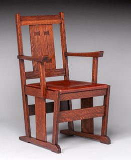Rare L&JG Stickley Butterfly Joint Armchair c1910