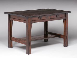 Gustav Stickley Two-Drawer Library Table c1910