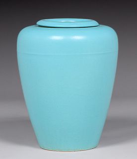 Garden City - Sacramento Pastel Blue Semi-Matte Oil Jar c1930s