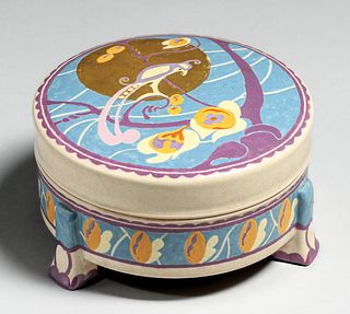 American Hand Decorated Japanese Satsuma Covered Dish 1928