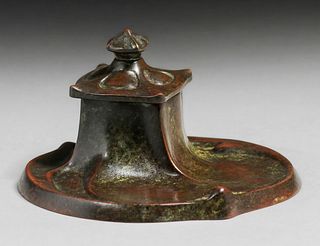 Arts & Crafts Period Bronze Inkwell c1910s