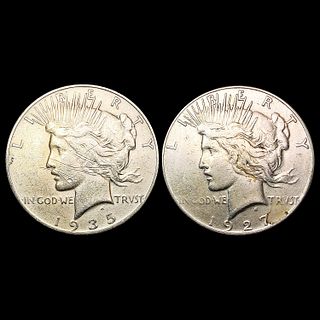 [2] Peace Silver Dollars [1927-S, 1935-S] CLOSELY 