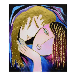 Arbe, "Little Sister" Limited Edition on Canvas with Gold Embellishing, Numbered and Hand Signed with Certificate of Authenticity.