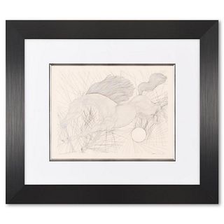 Guillaume Azoulay, "Over the Moon" Framed Original Drawing, Hand Signed with Letter of Authenticity