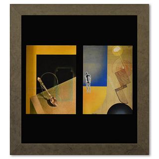 Victor Vasarely (1908-1997), "Etude (Bleue, Verte) de la sÃ©rie Graphismes 1" Framed 1977 Heliogravure Print with Letter of Authenticity