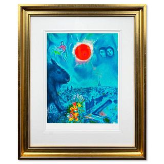 Marc Chagall (1887-1985), "The Sun Over Paris" Framed Limited Edition Lithograph with Certificate of Authenticity.