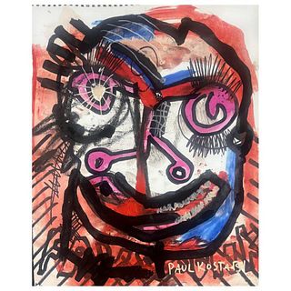 Paul Kostabi, "Daring To Dream Sweet Dreams" Hand Signed Original Mixed Media Painting with Letter of Authenticity.