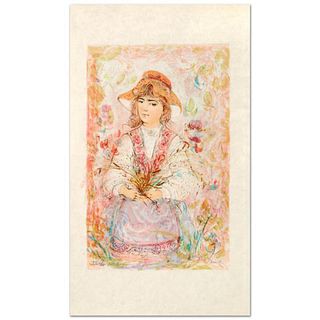 Heidi Limited Edition Lithograph by Edna Hibel (1917-2014), Numbered and Hand Signed with Certificate of Authenticity.