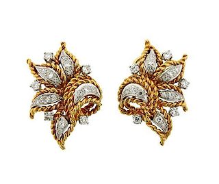 18K Gold Diamond Cocktail Earrings