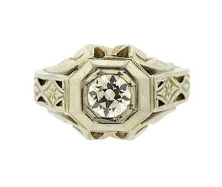 Art Deco 18K Gold OEC Diamond Ring