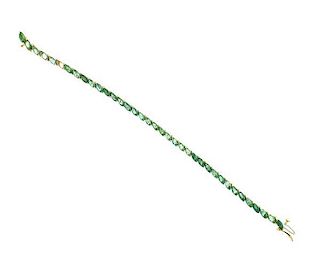 14k Gold Emerald Line Bracelet