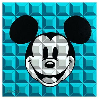 Tennessee Loveless, "Aqua 8-Bit Mickey" Limited Edition on Canvas from Disney Fine Art, Numbered and Hand Signed with Letter of Authenticity