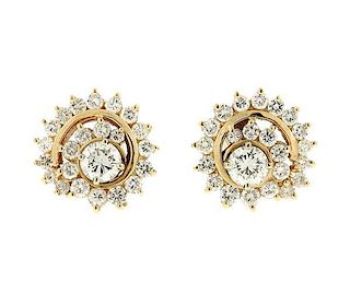 14k Gold Diamond Swirl Earrings