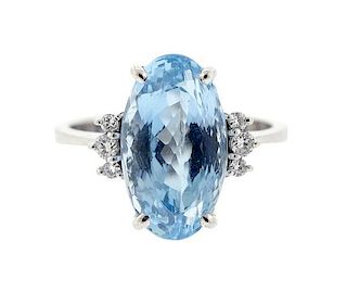 H. Stern 18K Gold Diamond Aquamarine Ring