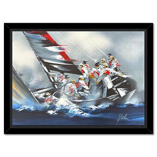 Victor Spahn, "America's Cup - Alinghi" framed limited edition lithograph, hand signed with Certificate of Authenticity.