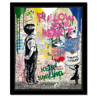 Mr. Brainwash- Mixed media original on deckle edge paper "With All My Love"