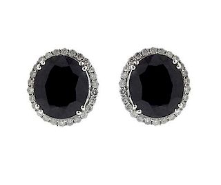 AIG 14k Gold Diamond 25.83ctw Sapphire Earrings