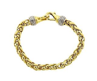 David Yurman 18K Gold Diamond Wheat Chain Bracelet