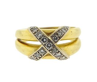 18k Diamond X Band Ring