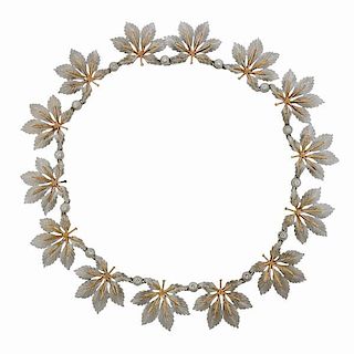 18k Gold Diamond Leaf Motif Necklace