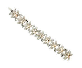 18K Gold Diamond Leaf Motif Bracelet