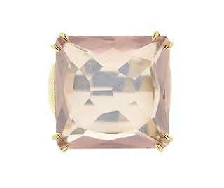 H. Stern 18K Gold Diamond Rose Quartz Cobblestones Ring