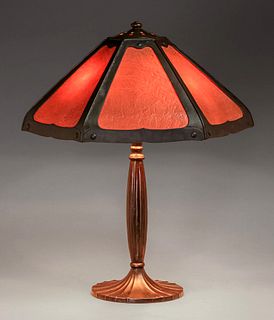 Handel Amber Glass Panel Lamp c1910